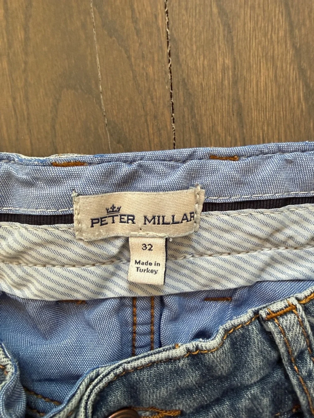 Peter Millar Crown Crafted Men's 32 Waist Med. Blue Relaxed Fit Jeans 27” Inseam